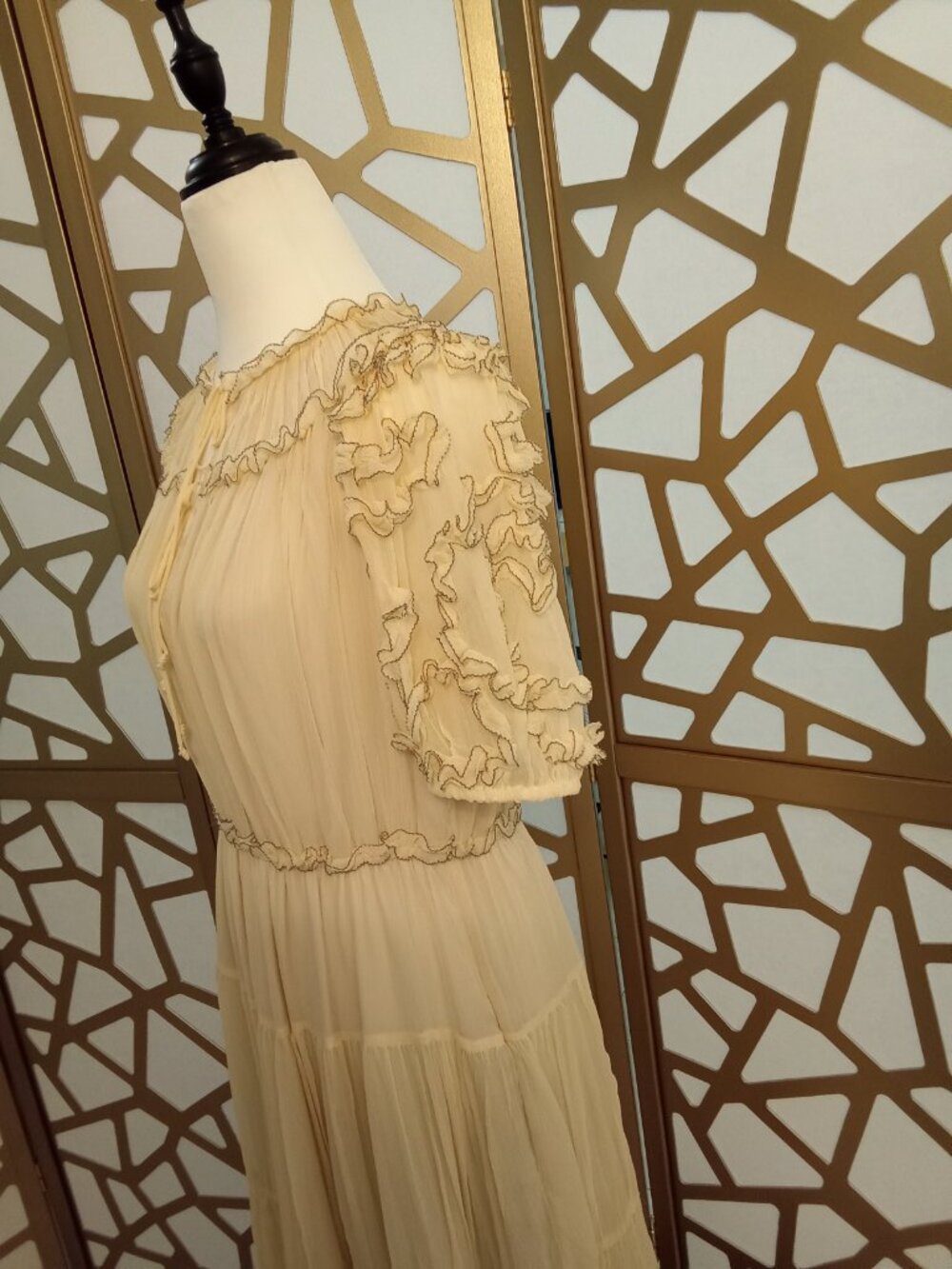 Ulla Johnson Nan Silk Short Sleeve Midi Tiered Dress- Chantilly Size 4 & 8 NWT - Picture 4 of 10